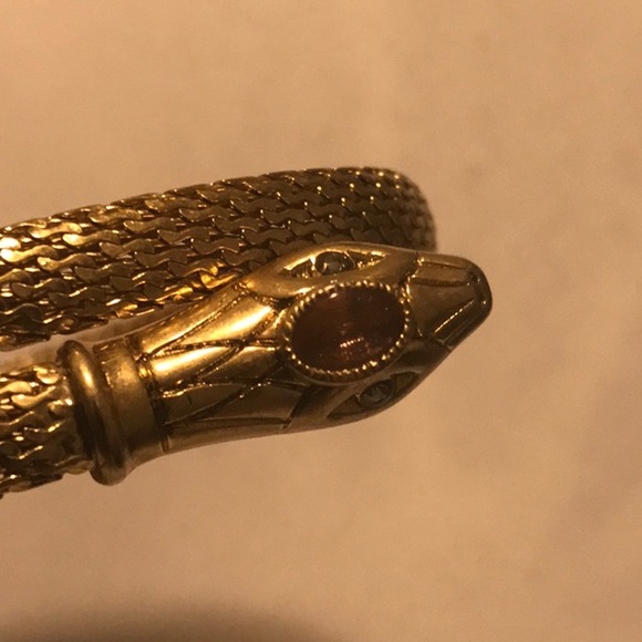 Double Headed Snake Coiled Bangle Bracelet - Picture 6 of 14